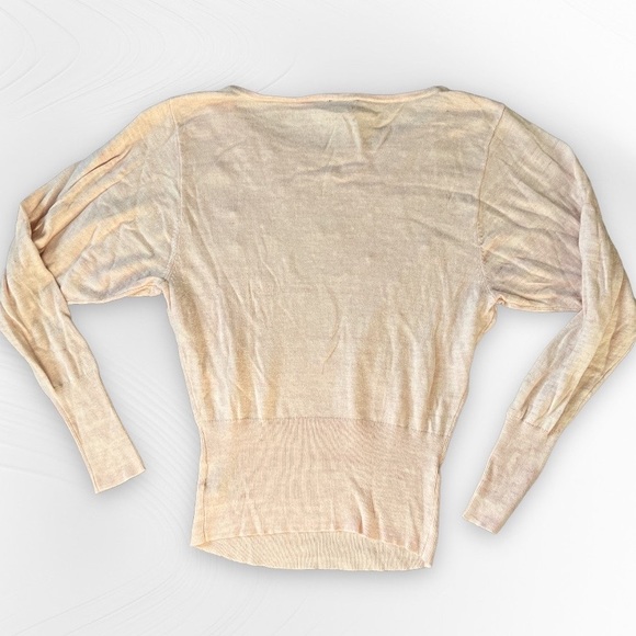 WORTHINGTON Pink Beaded Sequin Embellished Sweater Small Crew Balloon Sleeve - Picture 2 of 8